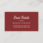 Pizza Pasta Restaurant Chef Plain Red Visitekaartje (Achterkant)