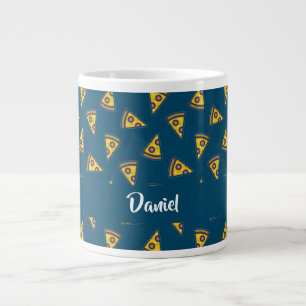Pizza patroon op blauw extra grote beker