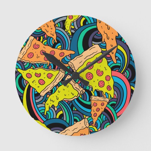 Pizza patroon ronde klok (Voorkant)