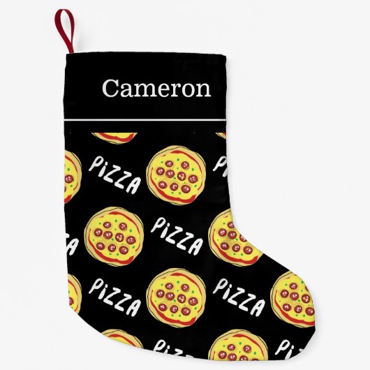 Pizza Pattern | Aangepaste naam Kleine Kerstsok (Voorkant)