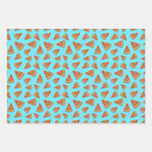 Pizza Pattern Blue Black and White Inpakpapier Vel (Voorkant 3)