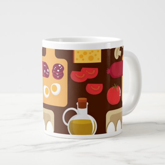 Pizza Pattern Extra Grote Mok (Voorkant rechts)