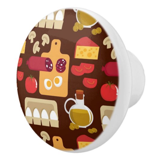Pizza Pattern Keramische Knop (Rechts)