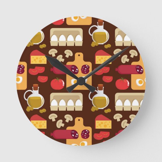 Pizza Pattern Ronde Klok (Voorkant)