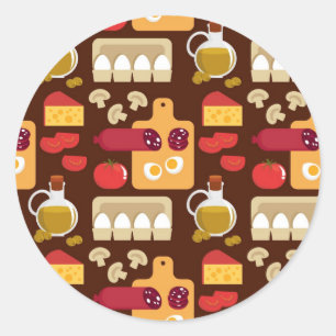 Pizza Pattern Ronde Sticker