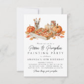 Pizza & Peinture Citrouille Invitation Halloween (Devant)