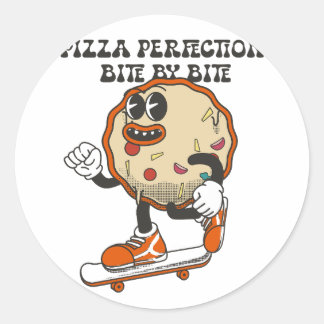 Pizza perfectie, hapje voor hapje ronde sticker