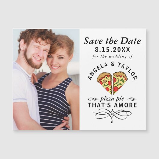 Pizza Pie Amore Photo Wedding Save the Date Magnet (Devant)