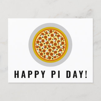 Pizza Pie Happy Pi Day | Pepperoni paddestoel Oliv Briefkaart