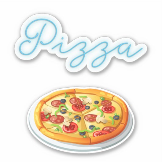 Pizza Pie Neon Pizza Sign Sticker (Voorkant)