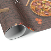 Pizza Pie Party on Brick Cadeaupapier (Rol Hoek)