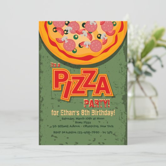 Pizza Pie Uitnodiging (Staand voorkant)