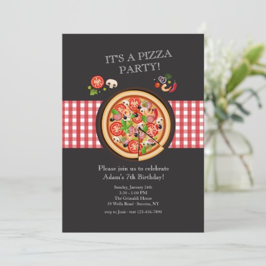 Pizza Pie Uitnodiging (Staand voorkant)