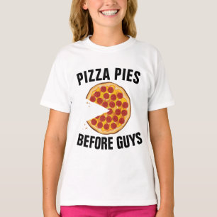 PIZZA PIES VOORDAT GUYS FUNNY GIRLS T-SHIRTS
