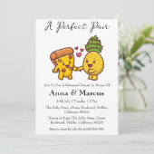 Pizza & Pineapple perfect paar bruids diner Kaart (Staand voorkant)