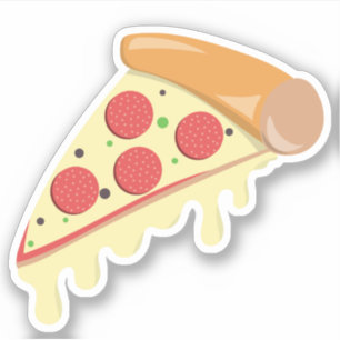 Pizza plak gesmolten kaas pepperoni koele voedsel sticker