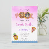 Pizza Pool Birthday-uitnodigingen Kaart (Staand voorkant)