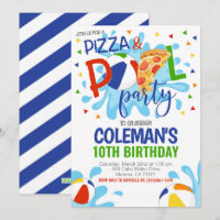 Pizza & Pool Party Anniversaire Invitation