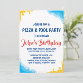 Pizza Pool Party uitnodiging (Staand voorkant)
