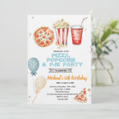 Pizza popcorn and pajamas party invitation (Debout devant)