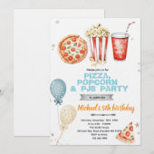 Pizza popcorn and pajamas party invitation kaart (Voorkant / Achterkant)