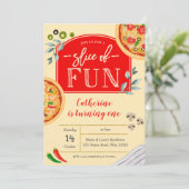 Pizza Première fête d'anniversaire Invitation (Debout devant)