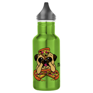 Pizza Pug aangepaste naam waterflessen Waterfles