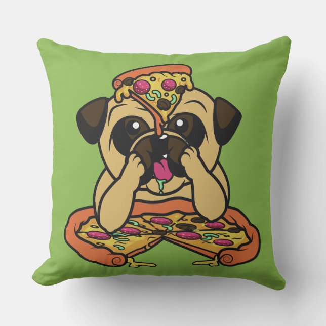 Pizza Pug kussenslopen Buitenkussen (Voorkant)