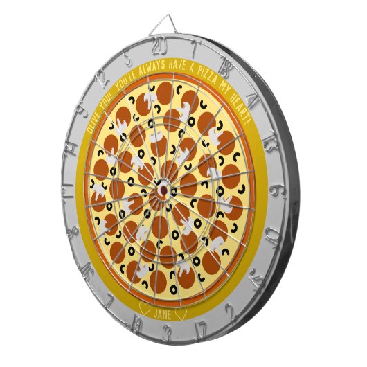Pizza Puns Personalized Pepperoni Pizza w/Toppings Dartbord (Voorkant Rechts)