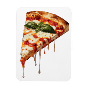 Pizza punt met kleverige gesmolten kaas Margheri Magneet