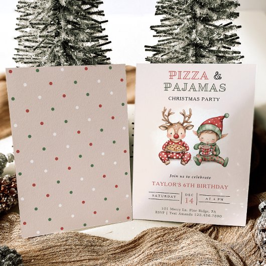Pizza & pyjama Kerstfeest Kaart