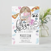 Pizza & Pyjama Sleepover Verjaardag Kaart (Staand voorkant)