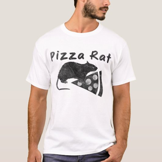 Pizza Rat (Verstoorde blik) T-shirt (Voorkant)