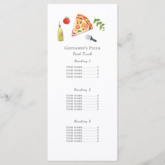 Pizza restaurant / food truck Carte Menu (Devant)