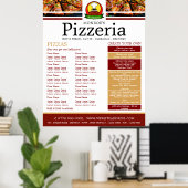 Pizza Restaurant, Pizzeria Menu Poster (Thuiskantoor)