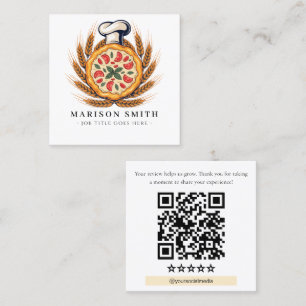 Pizza Restaurant Review QR Code Vierkante Visitekaartje