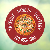 Pizza Restaurant Round Window Cling Sign Raamsticker (Vel 3)