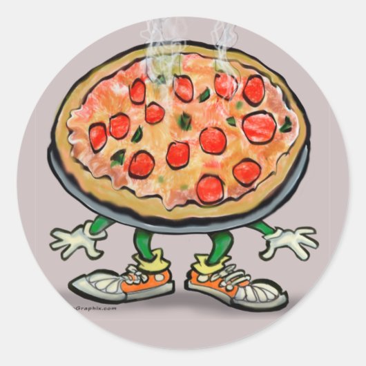 Pizza Ronde Sticker (Voorkant)