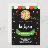 Pizza Rouge Noire Invitations Anniversaire (Devant)