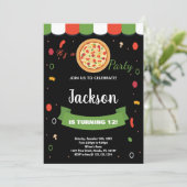 Pizza Rouge Noire Invitations Anniversaire (Debout devant)