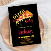 Pizza rouge orange Invitations d'anniversaire