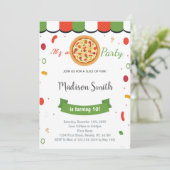 Pizza Rouge Vert Invitations Anniversaire (Debout devant)