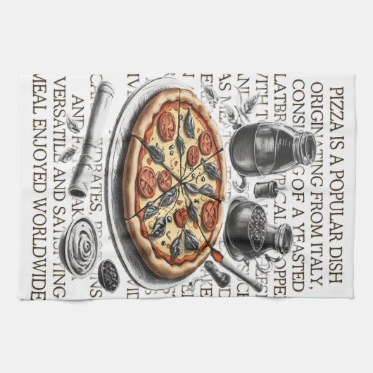 Pizza  schets van CallisC Arts Theedoek (Horizontaal)