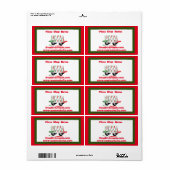 Pizza-service, rood groen, gepersonaliseerd etiket (Full Sheet)