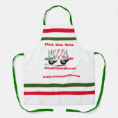 Pizza-service, rood groen, gepersonaliseerd schort (Voorkant)