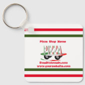 Pizza-service, rood groen, gepersonaliseerd sleutelhanger (Voorkant)