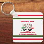 Pizza-service, rood groen, gepersonaliseerd sleutelhanger (Voorkant)