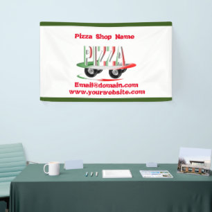 Pizza-service, rood groen, gepersonaliseerd spandoek
