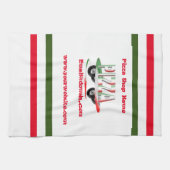 Pizza-service, rood groen, gepersonaliseerd theedoek (Horizontaal)