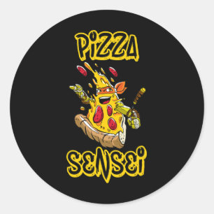 Pizza Shirt Pizza Sensei Grappige Karate Pizza Lie Ronde Sticker